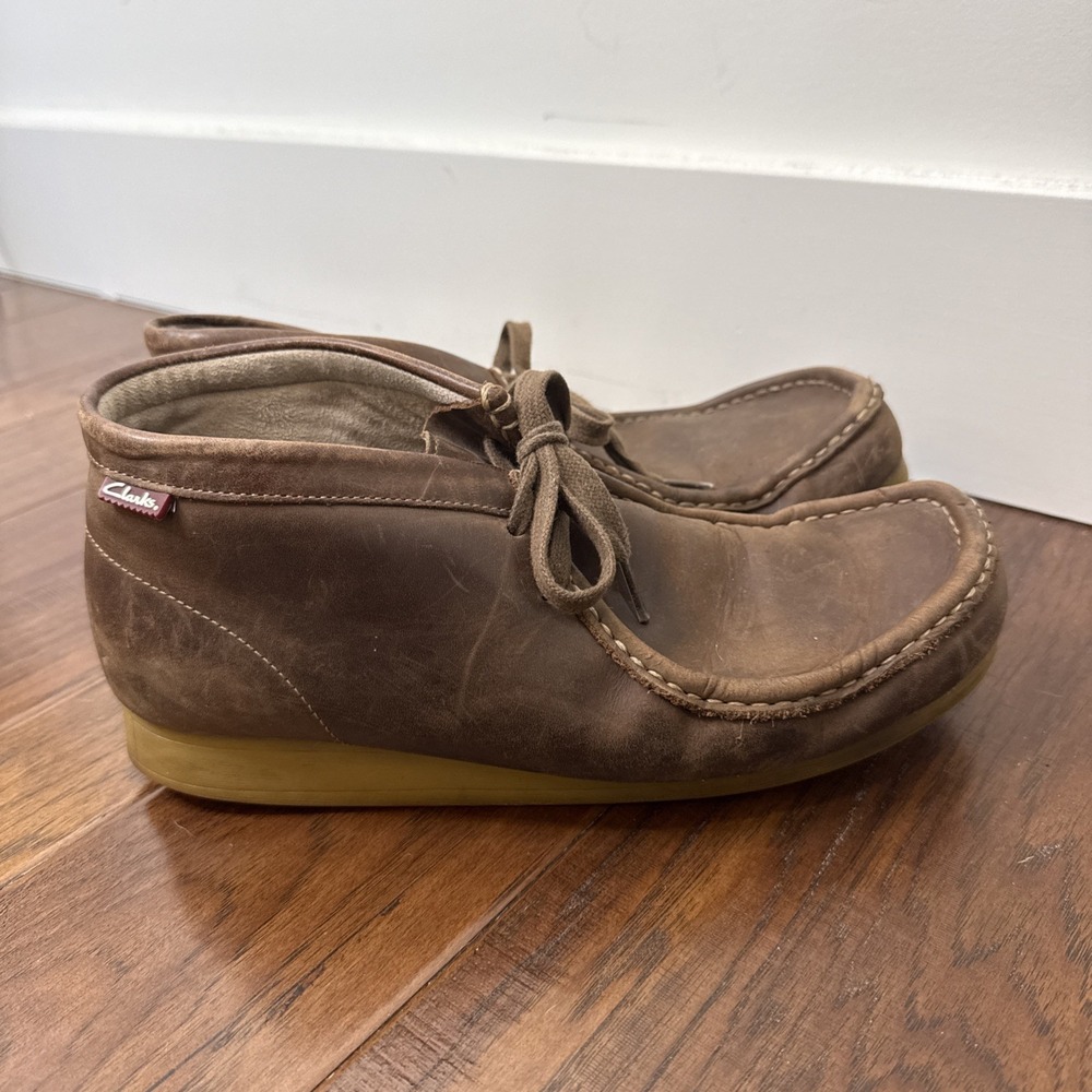 Clarks Stinson Hi Beeswax Leather Lace up Boots 11 M Moccasin Comfort Chukka